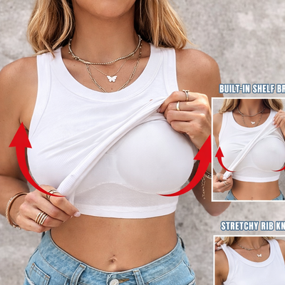 Round Neck Built In Bra Tank